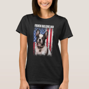 Mens Retro American Flag French Bulldog Dad For F T-Shirt