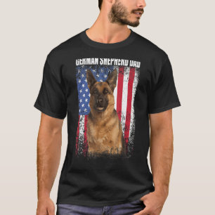 Mens Retro American Flag German Shepherd Dad  For  T-Shirt