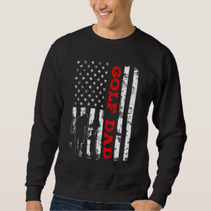 Mens Retro American Flag Proud Golf Dad Sports Fat Sweatshirt