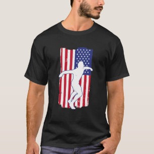 Mens Retro American Flag Throwing Discus Thrower S T-Shirt