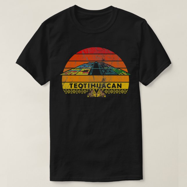 Mens Retro Aztecs Teotihuacan Pyramid of the Sol  T-Shirt (Design Front)
