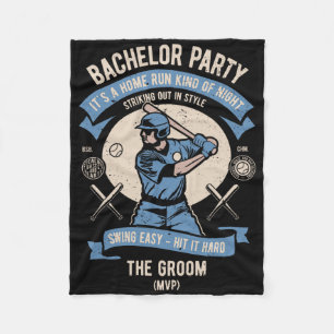 Mens Retro Bachelor Party Baseball  Fleece Blanket