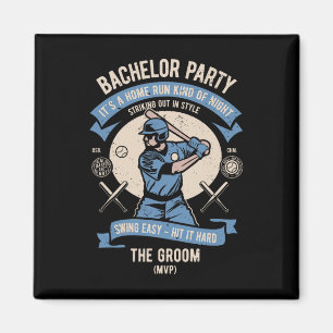 Mens Retro Bachelor Party Baseball Magnet