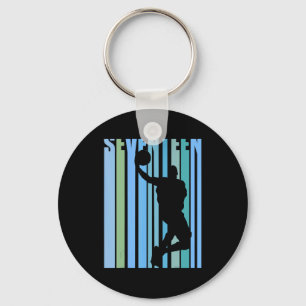 Mens retro basketball 17th birthday kids boys teen key ring