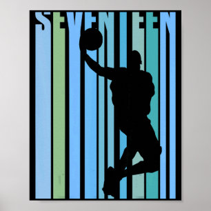 Mens retro basketball 17th birthday kids boys teen poster