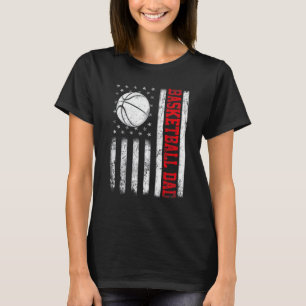 Mens Retro Basketball Dad American Flag 4th Of Jul T-Shirt