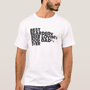 Mens Retro Best Bearded Beer Lovin Dog Dad Pet Dog T-Shirt