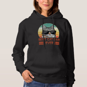 Mens Retro Best Cat Dad Ever , Cat With Sunglasse Hoodie