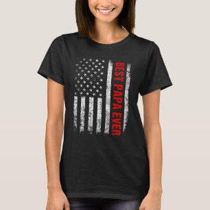 Mens Retro Best Papa Ever US American Flag Father T-Shirt