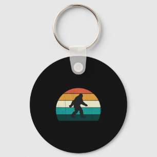 Mens retro big foot - cool sunset bigfoot lovers key ring