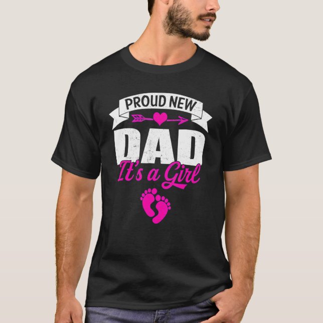 Mens Retro Family Proud New Dad It's A Girls Gende T-Shirt (Front)