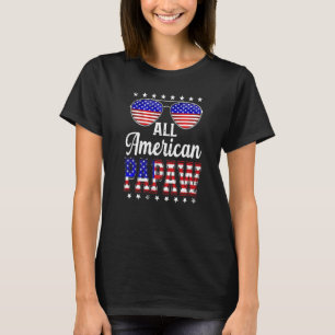 Mens Retro Father's Day All American Papaw Us Flag T-Shirt