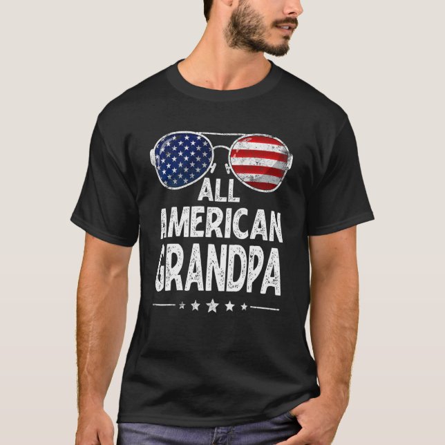 Mens Retro Father's Day Family All American Grandp T-Shirt (Front)