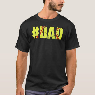 Mens Retro Fathers Day Men Softball X0008 Dad Soft T-Shirt