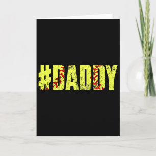 Mens Retro Fathers Day Men Softll Daddy Softll Pla Card