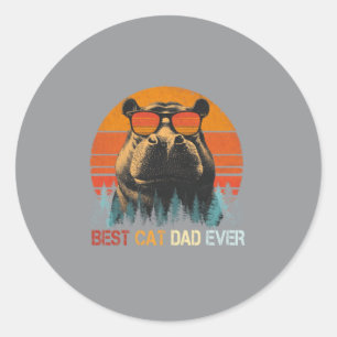 Mens Retro Hippo Dad Ever Fathers Day Classic Round Sticker
