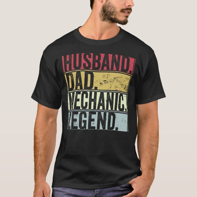 Mens Retro Husband Dad Mechanic Legend   For Fathe T-Shirt (Front)