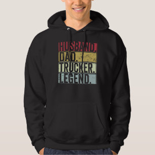 Mens Retro Husband Dad Trucker Legend   For Father Hoodie