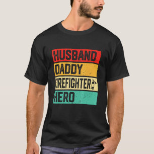 Mens Retro Husband Daddy Firefighter Hero Father's T-Shirt