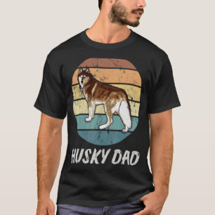 Mens Retro Husky Dad Siberian Husky Sled Dog Papa T-Shirt