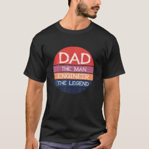 Mens Retro Legend Dad Engineer Grandpa Happy Fathe T-Shirt
