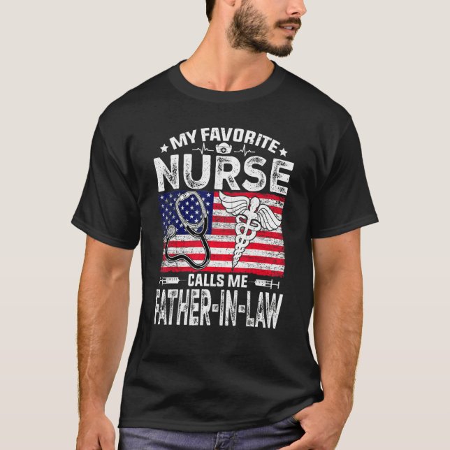 Mens Retro Men My Favourite Nurse Calls Me Father  T-Shirt (Front)