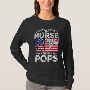 Mens Retro Men My Favourite Nurse Calls Me Pops Pa T-Shirt