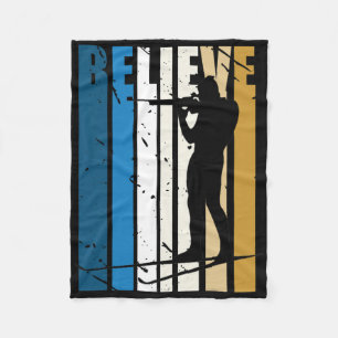 Mens Retro Mens Biathlon Target Shooting Gun Winte Fleece Blanket