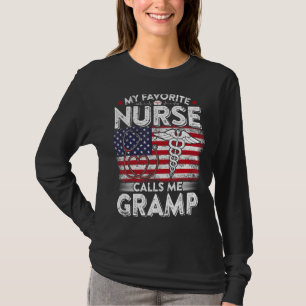 Mens Retro My Favourite Nurse Calls Me Gramp Fathe T-Shirt