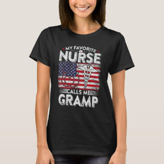 Mens Retro My Favourite Nurse Calls Me Gramp Fathe T-Shirt