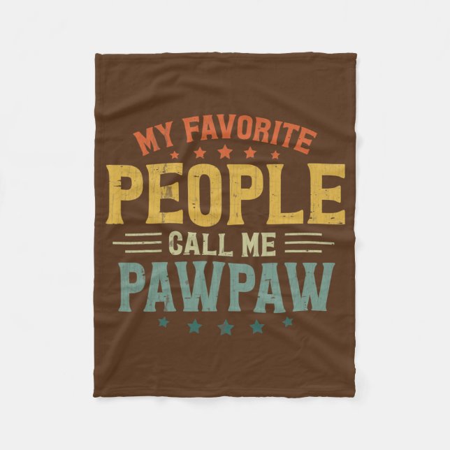 Mens Retro My Favourite People Call Me Pawpaw Fleece Blanket (Front)