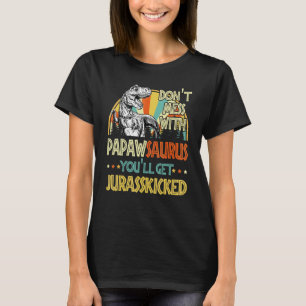 Mens Retro Papawsaurus Dinosaur Rex Vintage Father T-Shirt