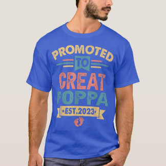 Mens Retro Promoted To Great Poppa Est 2023  T-Shirt