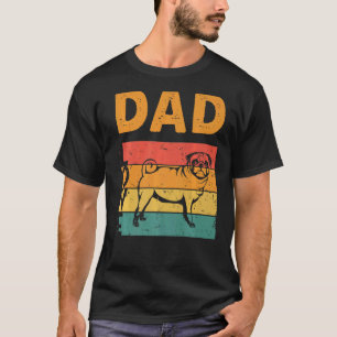 Mens Retro Pug Dad Pug Daddy Dog Pug Owner Fathers T-Shirt