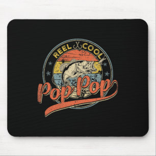 Mens Retro Reel Cool Pop Pop Fishing Fathers Day  Mouse Pad