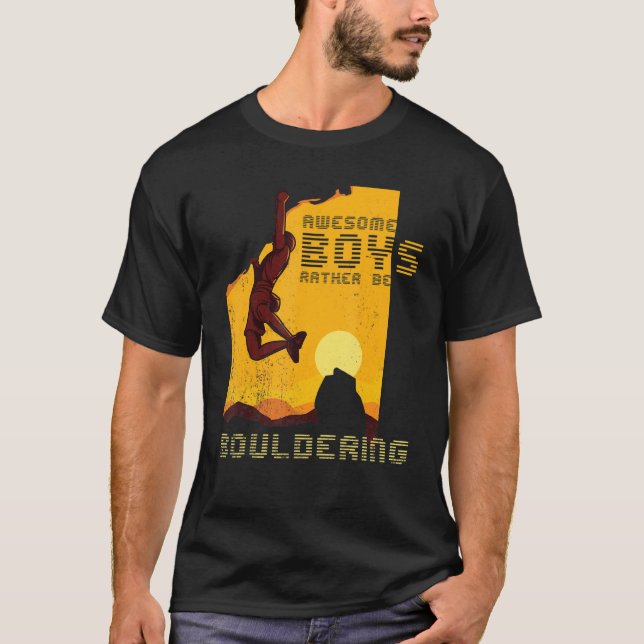 Mens Retro Rock Climbing Sunset Awesome Boys Rathe T-Shirt (Front)