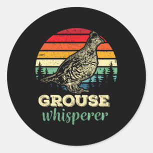 Mens Retro Ruffed Grouse Whisperer Bird Hunting Bi Classic Round Sticker