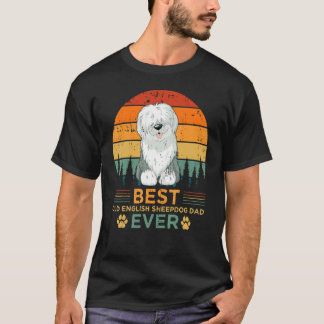 Mens Retro Style Best English Sheepdog Dad Ever Fa T-Shirt