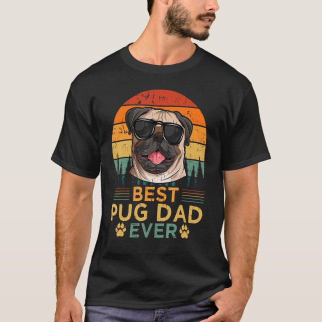 Mens Retro Style Best Pug Dad Ever Father's Day 1 T-Shirt (Front)