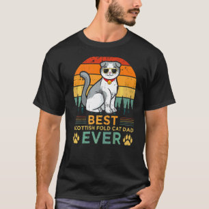 Mens Retro Style Best Scottish Fold Cat Dad Ever F T-Shirt