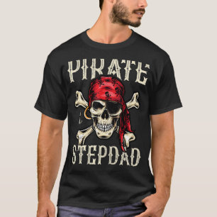 Mens Retro Style Skull Skeleton Pirate Stepdad Fat T-Shirt