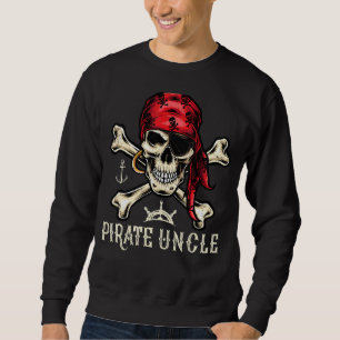Mens Retro Style Skull Skeleton Pirate Uncle Fathe Sweatshirt
