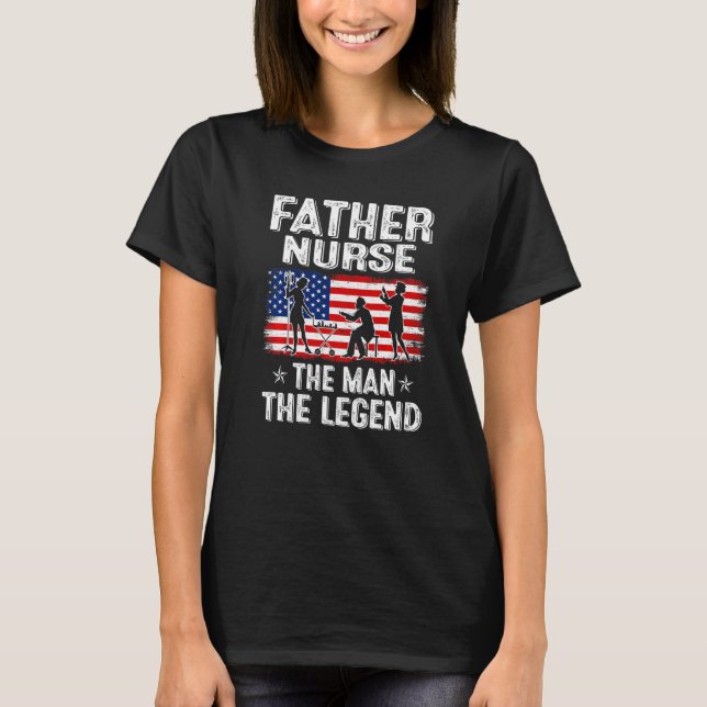 Mens Retro Us Flag Father's Day Father Nurse The L T-Shirt (Front)