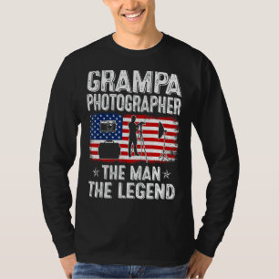 Mens Retro Us Flag Father's Day Grampa Photographe T-Shirt