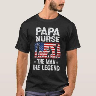 Mens Retro Us Flag Father's Day Papa Nurse The Leg T-Shirt