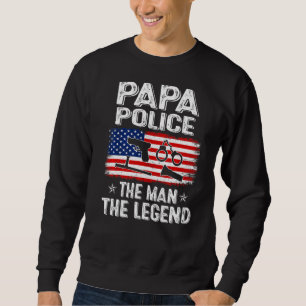 Mens Retro Us Flag Father's Day Papa Police The Le Sweatshirt