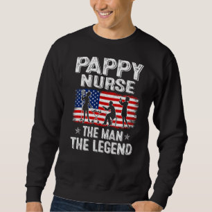 Mens Retro Us Flag Father's Day Pappy Nurse The Le Sweatshirt