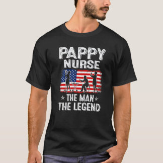 Mens Retro Us Flag Father's Day Pappy Nurse The Le T-Shirt