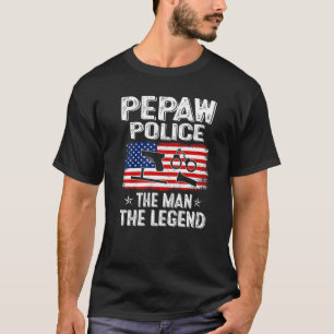 Mens Retro Us Flag Father's Day Pepaw Police The L T-Shirt
