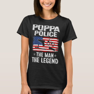 Mens Retro Us Flag Father's Day Poppa Police The L T-Shirt
